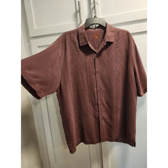Tommy Bahama 100% Silk Tropical Textured Button Down Shirt Sz L - Picture 1 of 10